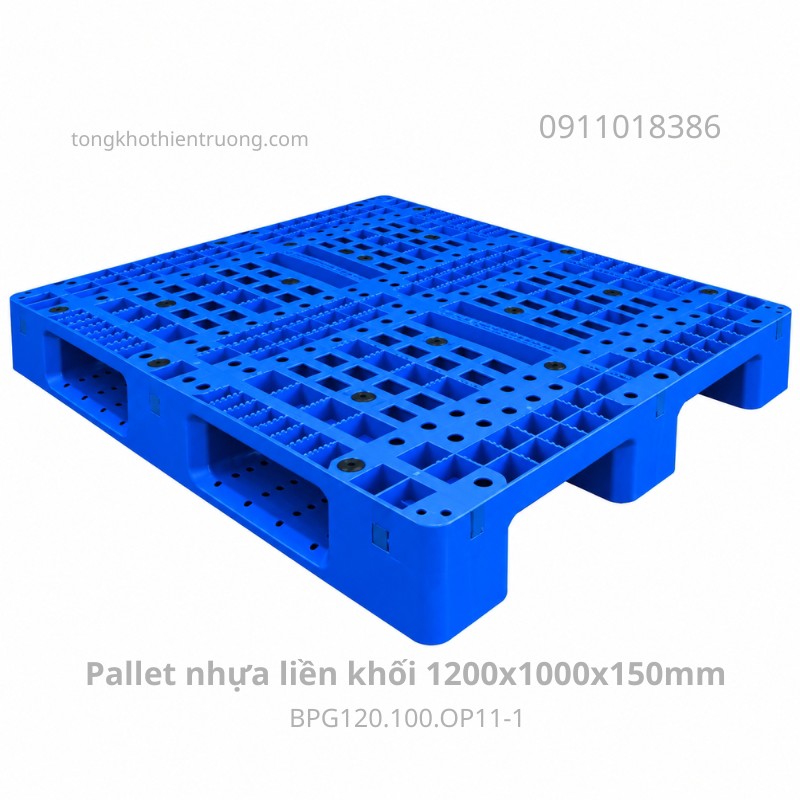Pallet nhựa liền khối 1200x1000x150mm BPG120.100.OP11-1